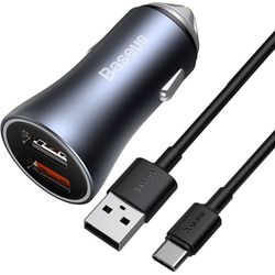 شارژر فندکی باسئوس مدل Golden Contactor Pro به همراه کابل تبدیل USB-C