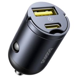 شارژر فندکی بیسوس مدل - C00035001121-02 Tiny Star Mini - GB49431 به همراه کابل تبدیل USB-C