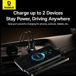 شارژر فندکی بیسوس مدل - C00035001121-02 Tiny Star Mini - GB49431 به همراه کابل تبدیل USB-C