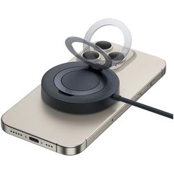 استند شارژر بی‌سیم مگنتی بیسوس Baseus Simple Mini4 Air Magnetic Wireless Charging Stand Qi2 15W – رنگ Cluster Black