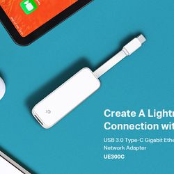مبدل شبکه USB-C به LAN گیگابیتی تی پی-لینک TP-Link UE300C USB Type-C to Gigabit Ethernet Adapter - سفید